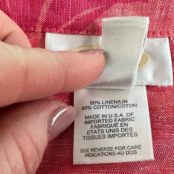 Women’s Vintage Y2K Linen Blend Talbots Floral Skirt Coral Orange and Pink Sz 10 - Picture 5 of 8